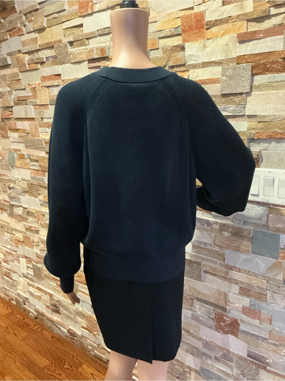 COS Black V-Neck Button-Front Ribbed Cardigan - Picture 3 of 10